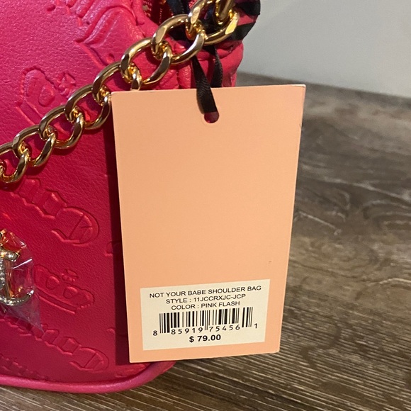 Juicy Couture NWT Not Your Babe Shoulder Bag Pink Flash with Gold Accents - Picture 6 of 8